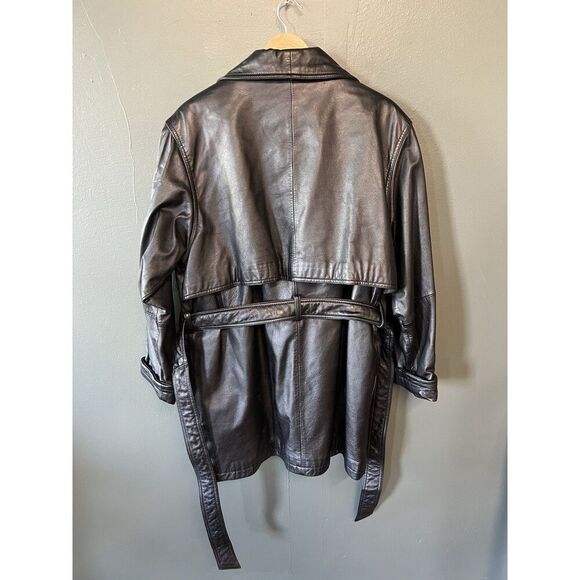 Wilsons Leather Experts Womens Black Vintage Leather Coat Size Large Thinsulate - Picture 2 of 3